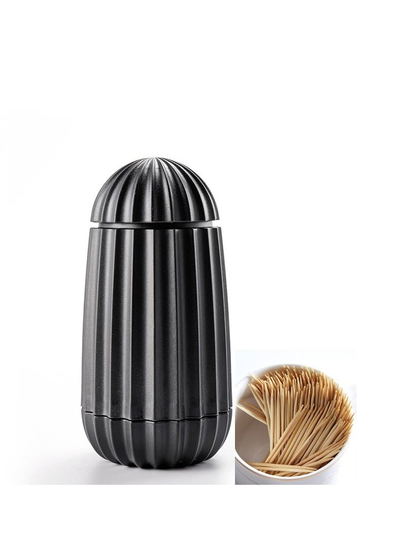 Retractable Toothpick Holder Cactus Shaped Automatic Toothpick Dispenser Toothpicks Case Storage Organizer for Kitchen Decorations Black