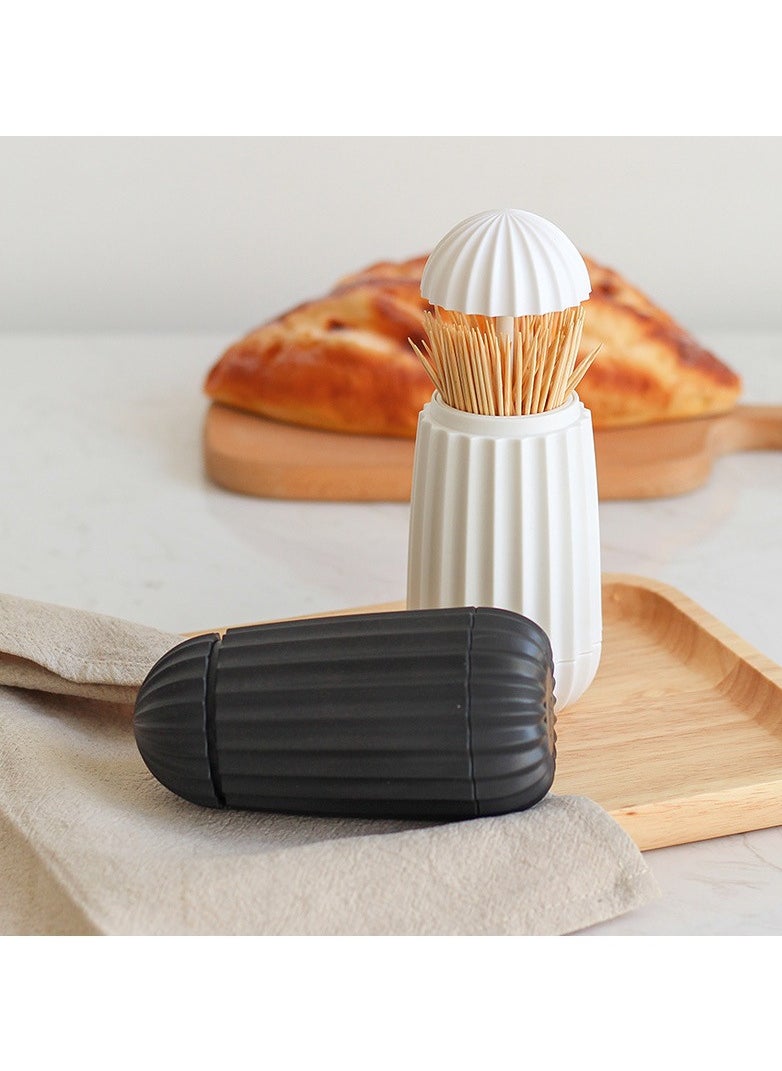 Retractable Toothpick Holder Cactus Shaped Automatic Toothpick Dispenser Toothpicks Case Storage Organizer for Kitchen Decorations Black