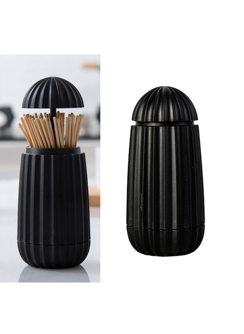 Retractable Toothpick Holder Cactus Shaped Automatic Toothpick Dispenser Toothpicks Case Storage Organizer for Kitchen Decorations Black