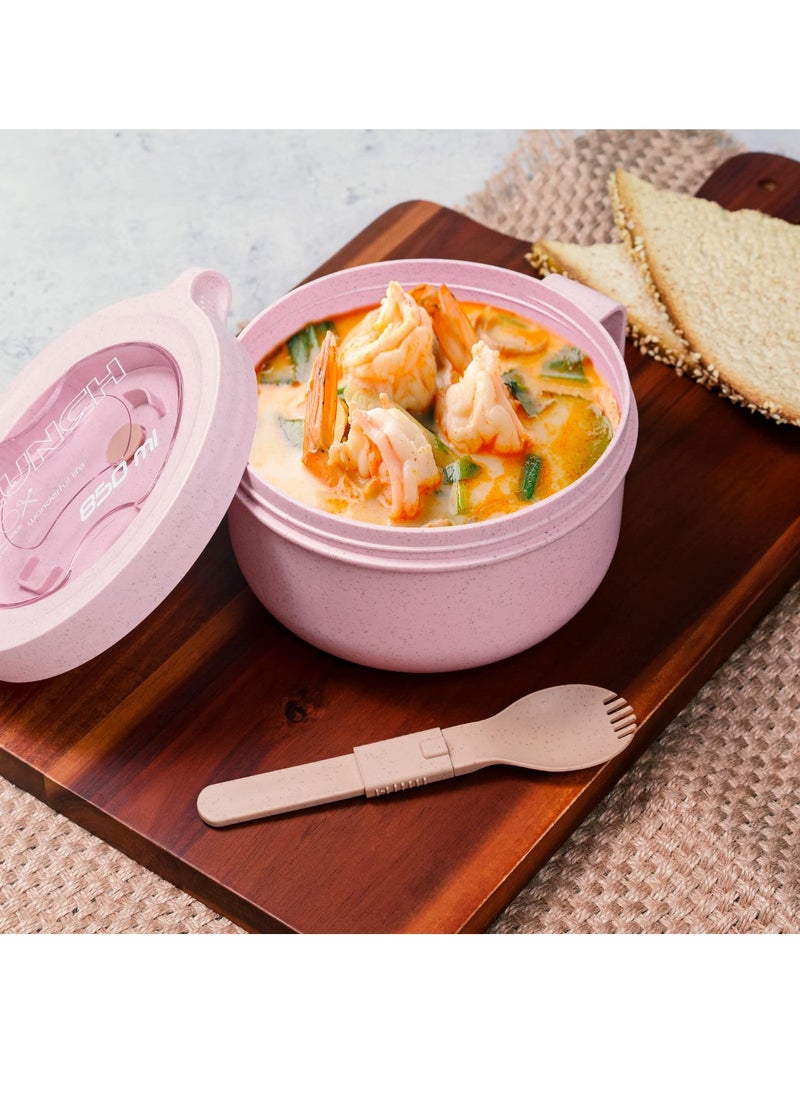 Microwave Ramen Bowl Cooker With Lid, Food Grade  Instant Noodle Bowl Soup Bowl Bpa Free for Office College Dorm Room Microwave Instant Cooking (850ml Pink)