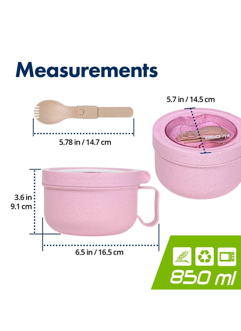 Microwave Ramen Bowl Cooker With Lid, Food Grade  Instant Noodle Bowl Soup Bowl Bpa Free for Office College Dorm Room Microwave Instant Cooking (850ml Pink)