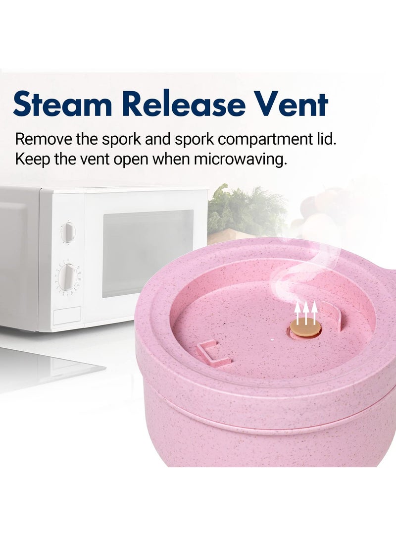 Microwave Ramen Bowl Cooker With Lid, Food Grade  Instant Noodle Bowl Soup Bowl Bpa Free for Office College Dorm Room Microwave Instant Cooking (850ml Pink)