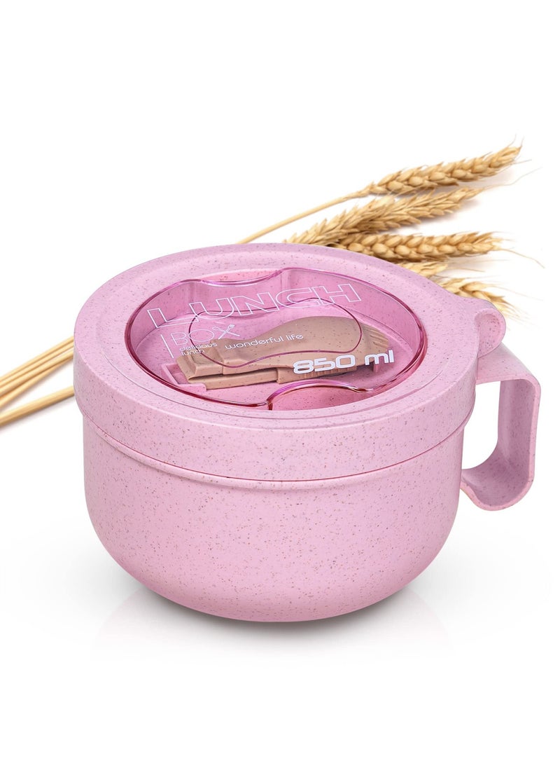 Microwave Ramen Bowl Cooker With Lid, Food Grade  Instant Noodle Bowl Soup Bowl Bpa Free for Office College Dorm Room Microwave Instant Cooking (850ml Pink)