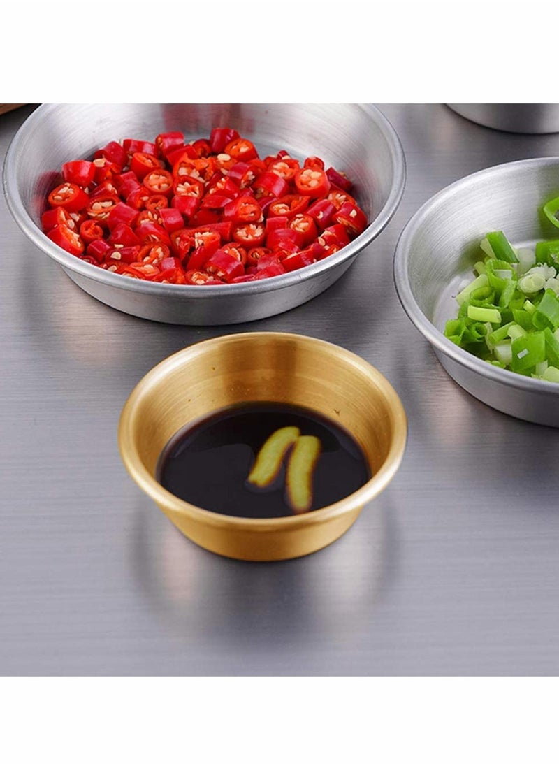 Stainless Steel Sauce Dish, Seasoning Dishes, Premium Sushi Dipping Bowl Saucers, Metal Ramekins, Mini Appetizer Plates, Individual Condiment Sauce Cups (2.3OZ, 6Pcs Gold)