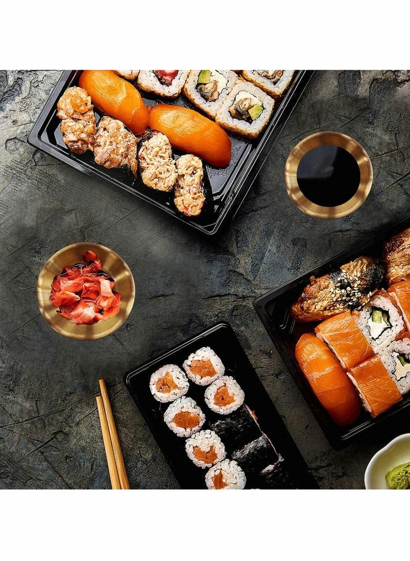 Stainless Steel Sauce Dish, Seasoning Dishes, Premium Sushi Dipping Bowl Saucers, Metal Ramekins, Mini Appetizer Plates, Individual Condiment Sauce Cups (2.3OZ, 6Pcs Gold)