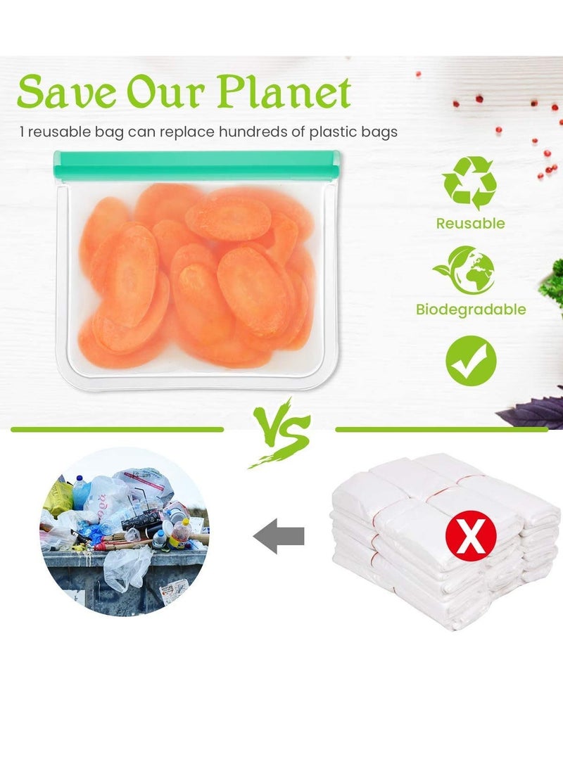 Reusable Food Storage Bag, 10 Packs Ziplock Bags Extra Thick Leakproof Degradable Freezer Bag(4L+ 4M + 2S), BPA free Sandwich Bags Lunch Bag for Sandwich, Snack, Liquid, Lunch, Fruit, Travel