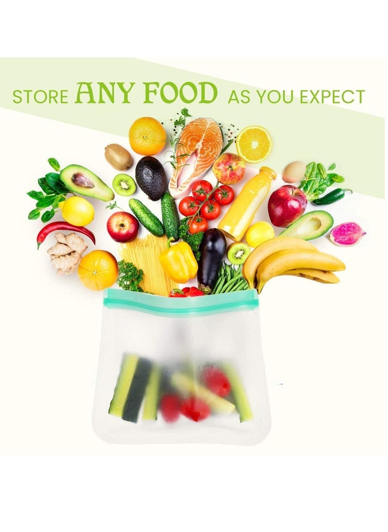 Reusable Food Storage Bag, 10 Packs Ziplock Bags Extra Thick Leakproof Degradable Freezer Bag(4L+ 4M + 2S), BPA free Sandwich Bags Lunch Bag for Sandwich, Snack, Liquid, Lunch, Fruit, Travel