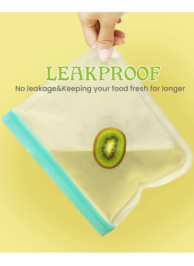 Reusable Food Storage Bag, 10 Packs Ziplock Bags Extra Thick Leakproof Degradable Freezer Bag(4L+ 4M + 2S), BPA free Sandwich Bags Lunch Bag for Sandwich, Snack, Liquid, Lunch, Fruit, Travel