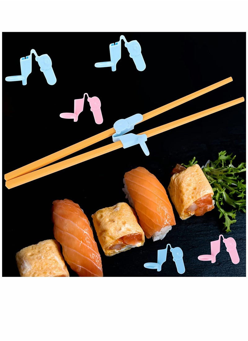12 Piece Reusable Chopstick Helpers Training Chopsticks Connector Plastic Training Chopstick Helper For Adults Kids Beginner Trainers (Pink Blue)