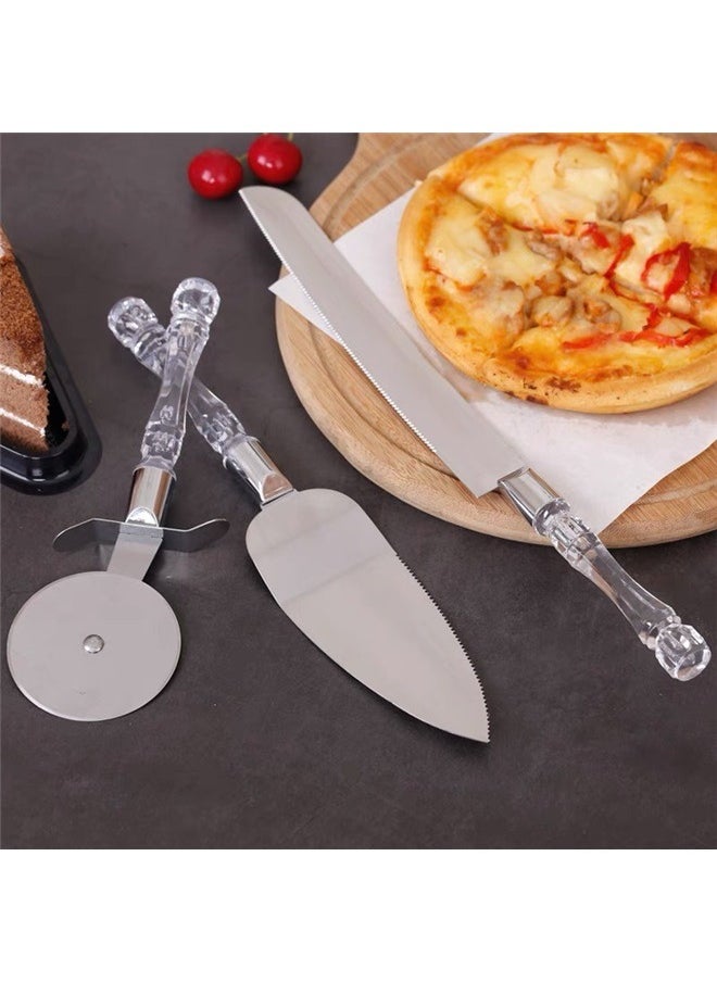 3-Piece Stainless Steel Wedding Cake Knife And Server Silver， Pizza Cutting Tool Set Portable Pizza Cutting Tools Transferring Tools Making Tools for Slice Transfer