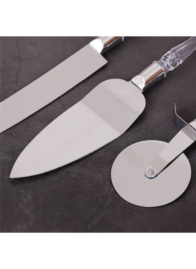 3-Piece Stainless Steel Wedding Cake Knife And Server Silver， Pizza Cutting Tool Set Portable Pizza Cutting Tools Transferring Tools Making Tools for Slice Transfer