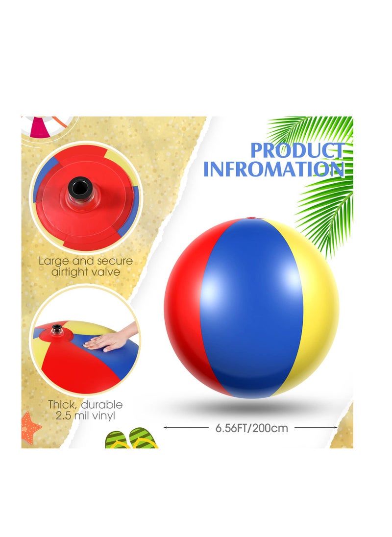 Giant Inflatable Beach Ball, 78 Inch Rainbow Color Thick Large Beach Ball Toy for Kids & Adults Beach Pool Summer Party