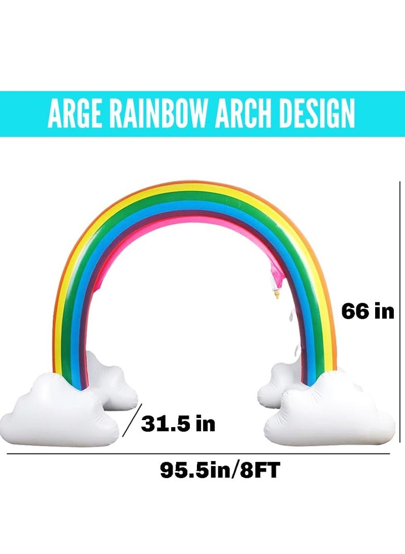 Inflatable Rainbow Cloud Sprinkler Toys 8 x 5.5 Ft Summer Kids Water Sprinklers And Splash Toys, Summer Sprinkler Backyard Water Park Supply for Kids For Archway Lawn Beach Outdoor Pool and Beach