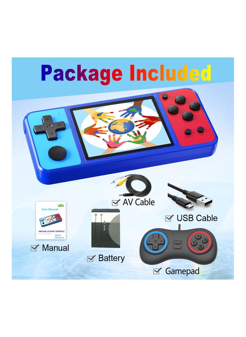 Handheld Game Console Portable Console Handheld Preloaded 270 Classic Retro Games with 3.0 Color Display and Gamepad Rechargeable Rechargeable Arcade Gaming Player