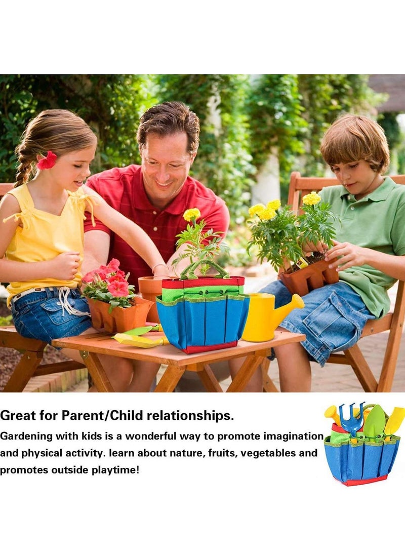 Gardening Tool Set for Kids Children 7 Piece Garden with Watering Can Gloves Shovel Rake Trowel and Smock