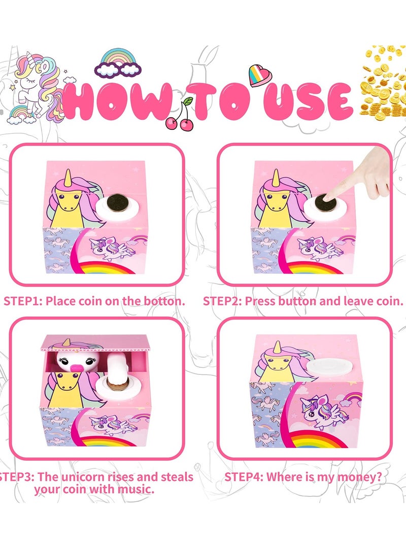 Unicorn Bank for Kids Automatic Money Bank with Music Coin Money Bank Birthday Gift Toy for Children