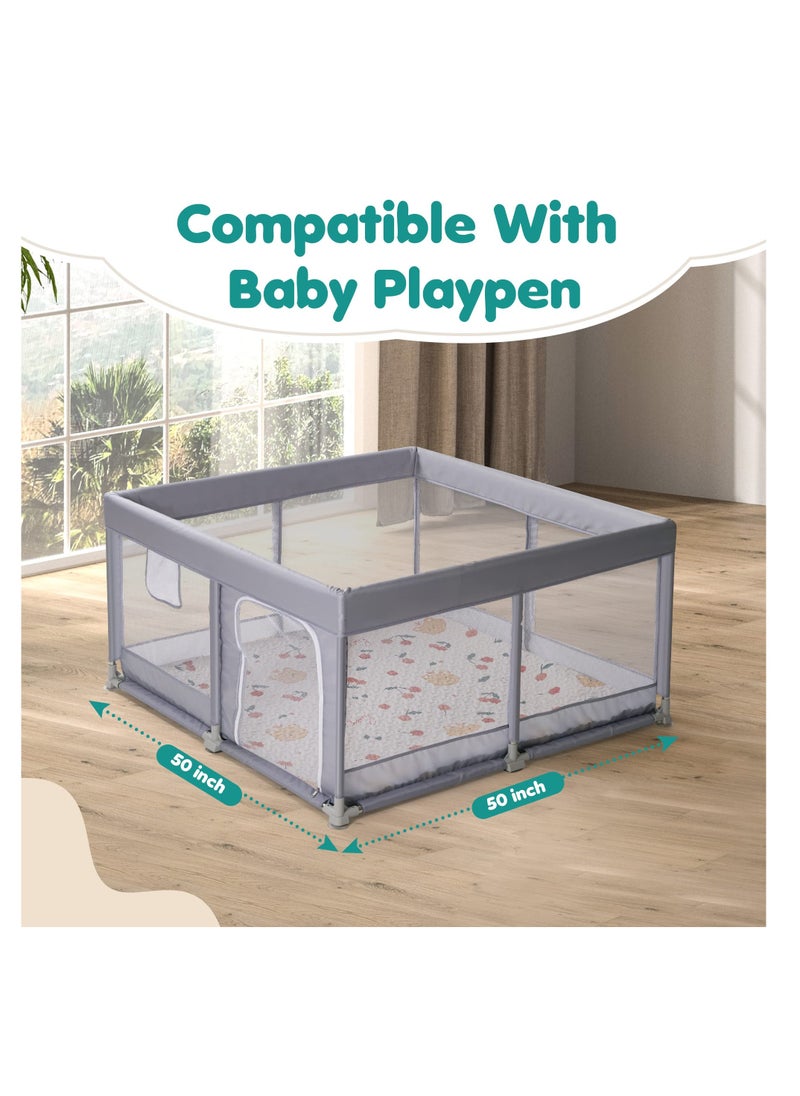 Soft Cotton Baby Play Mat, 3 x 43 Inch Washable Foldable Crawling Mat, Non Slip Playmat for Babies, Toddlers Tummy Time Mat, Portable Playpen Mat Playmat for Indoor & Outdoor Use