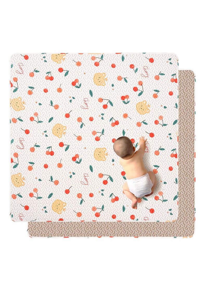 Soft Cotton Baby Play Mat, 3 x 43 Inch Washable Foldable Crawling Mat, Non Slip Playmat for Babies, Toddlers Tummy Time Mat, Portable Playpen Mat Playmat for Indoor & Outdoor Use