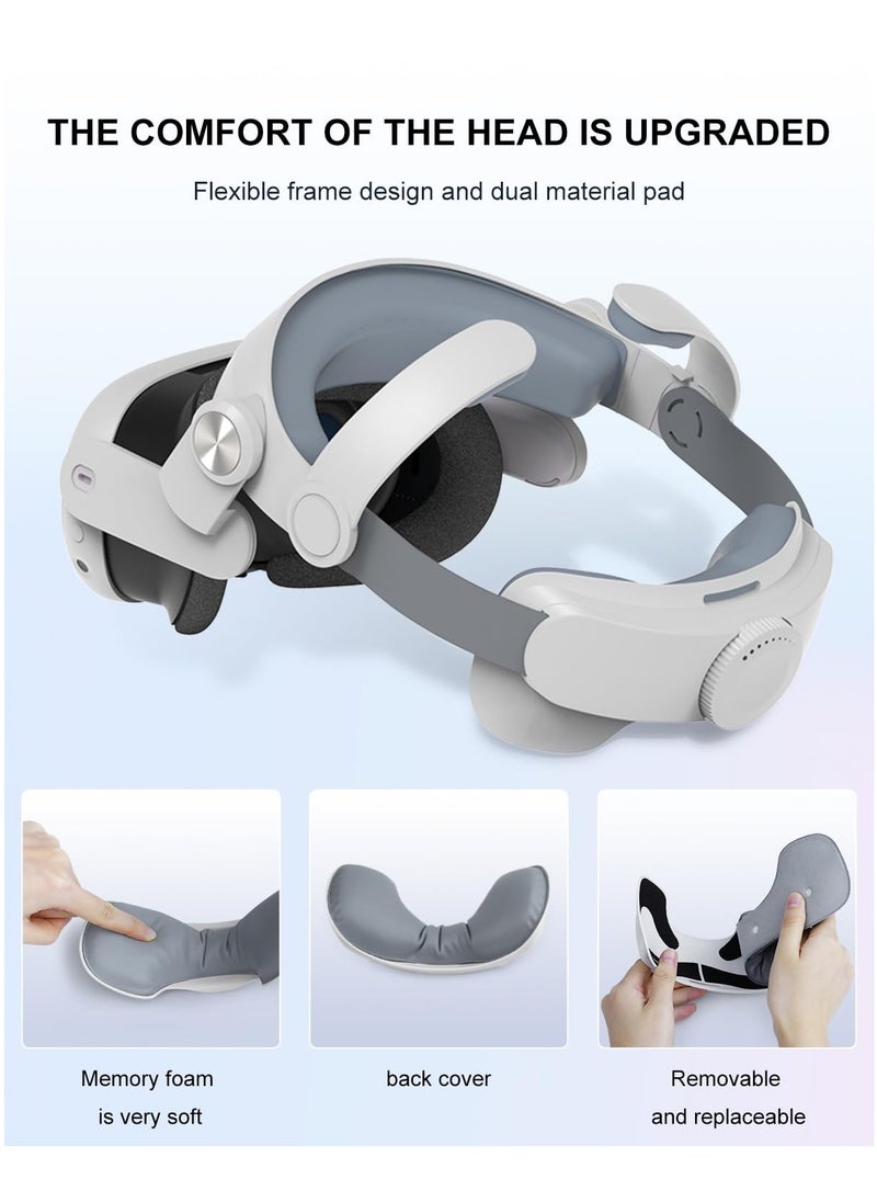 Head Strap for Meta Quest3 Comfortable VR Accessories with Adjustable Design Support Face Protective Pad Cover Replacement Headset Accessory Elite Headstrap Replacement for Meta Oculus Quest3 White