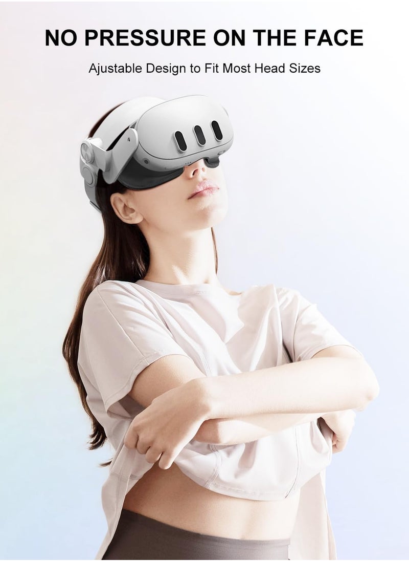 Head Strap for Meta Quest3 Comfortable VR Accessories with Adjustable Design Support Face Protective Pad Cover Replacement Headset Accessory Elite Headstrap Replacement for Meta Oculus Quest3 White