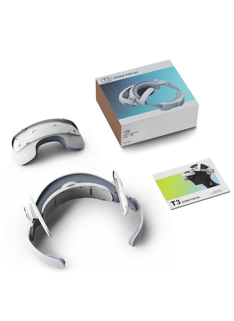 Head Strap for Meta Quest3 Comfortable VR Accessories with Adjustable Design Support Face Protective Pad Cover Replacement Headset Accessory Elite Headstrap Replacement for Meta Oculus Quest3 White
