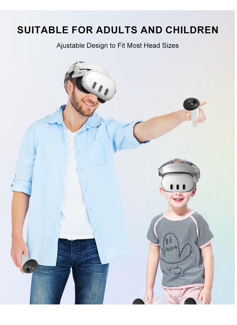 Head Strap for Meta Quest3 Comfortable VR Accessories with Adjustable Design Support Face Protective Pad Cover Replacement Headset Accessory Elite Headstrap Replacement for Meta Oculus Quest3 White