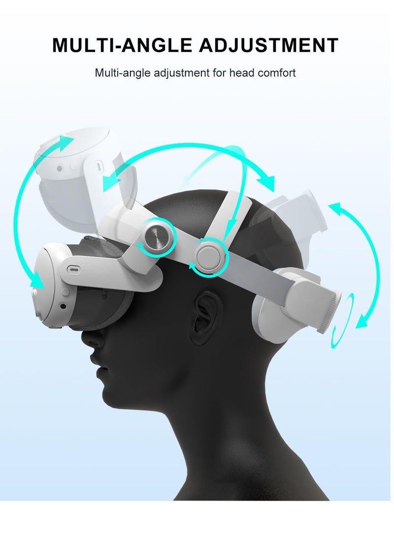 Head Strap for Meta Quest3 Comfortable VR Accessories with Adjustable Design Support Face Protective Pad Cover Replacement Headset Accessory Elite Headstrap Replacement for Meta Oculus Quest3 White