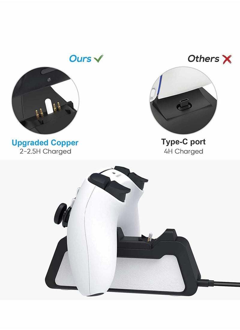 Dual Controllers Fast Charging Station with LED Indicator, Charger for PS5 DualSense Wireless Controller with Thumb Sticks, Charger Station Dock for Sony Playstation 5 Dualsense (Black)