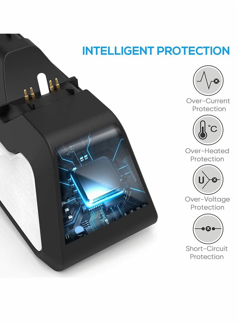 Dual Controllers Fast Charging Station with LED Indicator, Charger for PS5 DualSense Wireless Controller with Thumb Sticks, Charger Station Dock for Sony Playstation 5 Dualsense (Black)