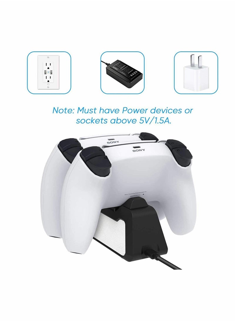 Dual Controllers Fast Charging Station with LED Indicator, Charger for PS5 DualSense Wireless Controller with Thumb Sticks, Charger Station Dock for Sony Playstation 5 Dualsense (Black)