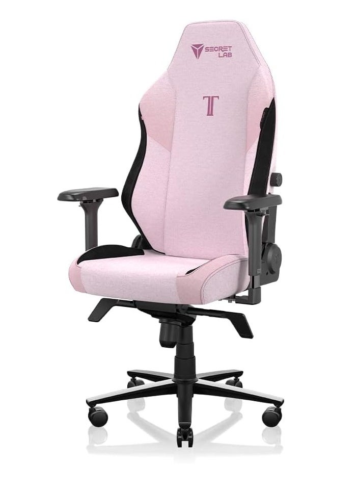 Secretlab Titan Evo Plush Pink Gaming Chair - Reclining - Ergonomic & Comfortable Computer Chair with 4D Armrests - Magnetic Head Pillow & 4-Way Lumbar Support - Regular - Pink - Fabric