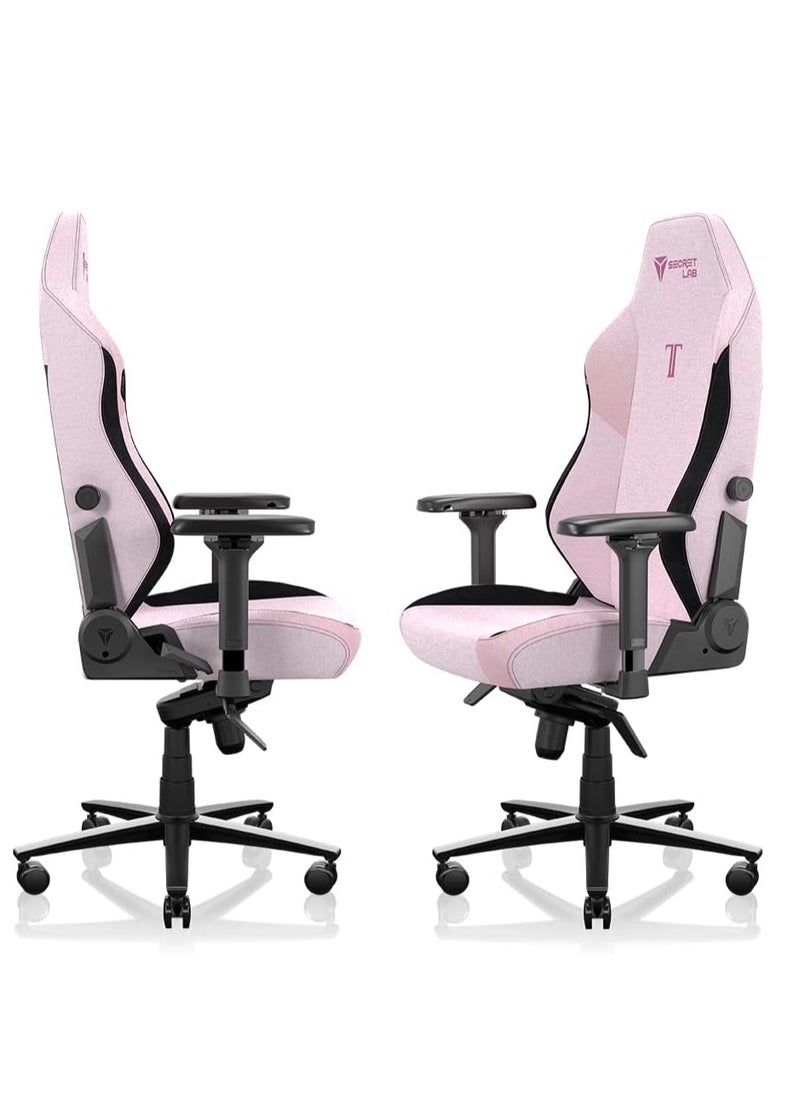 Secretlab Titan Evo Plush Pink Gaming Chair - Reclining - Ergonomic & Comfortable Computer Chair with 4D Armrests - Magnetic Head Pillow & 4-Way Lumbar Support - Regular - Pink - Fabric