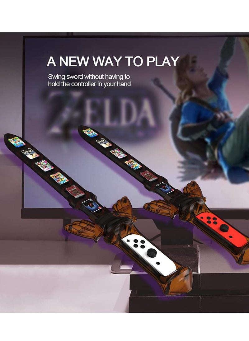 Compatible with Switch Sports Accessories, Gaming Sword Compatible with Switch Sports Chambara (Swordplay)/The Legend of Zelda: Sky Sword HD, for Joycon Right Controller with 12 Game Card Slots