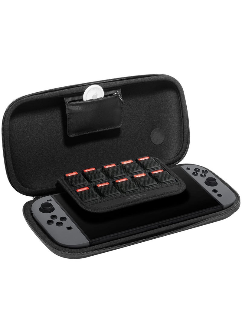 Klasden Nintendo Switch 2 Carrying Pouch Case (2025) Protective Portable Travel Hard Shell Cover with Pockets for Accessories, 10 Game Cartridges and AirTag Holder - Charcoal Gray