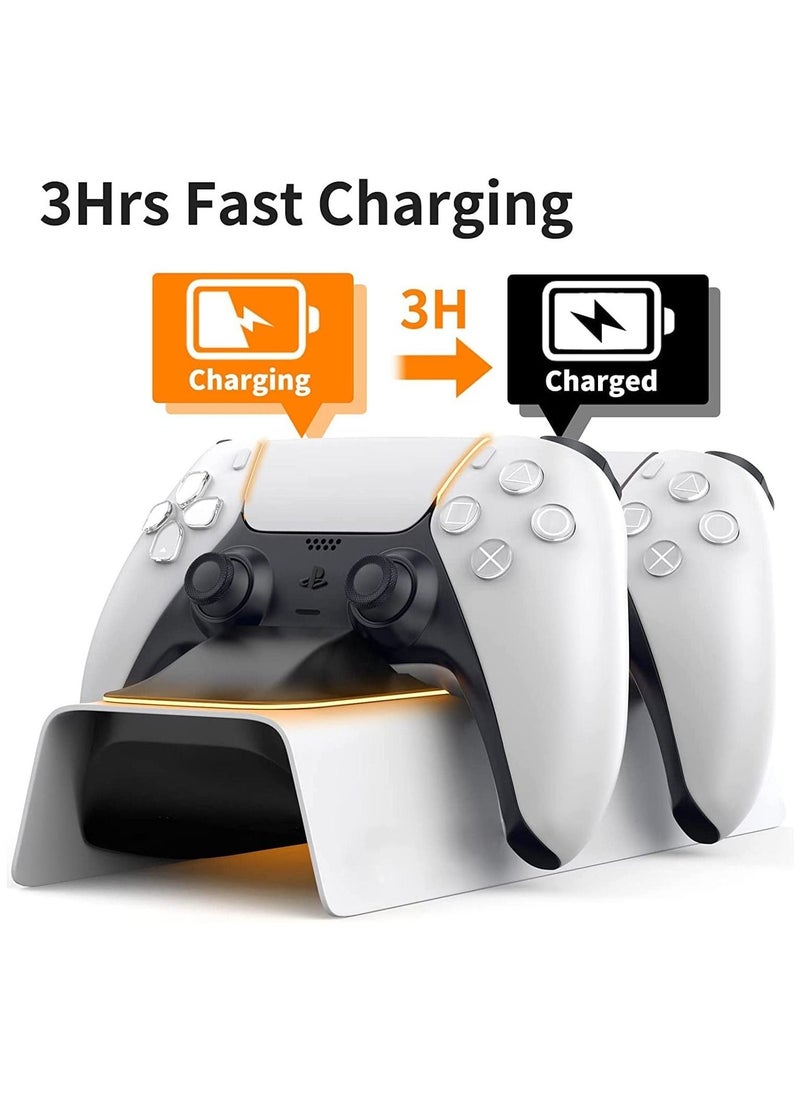 Arabest PS5 Controller Charger, PS5 Charging Station with Intelligent Chip in 3 Hrs Fast Type-C Charging, Dualsense Charging Stand Docking for Dual PS5 Controllers with LED Indicator