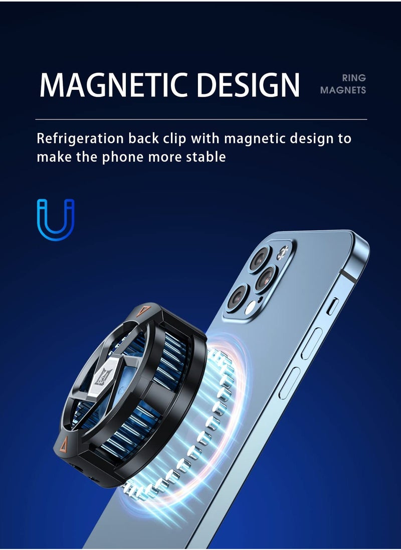 Phone Cooler, Semiconductor Cooling Fan Compatible with Magsafe, Portable Noiseless Cooling Game Artifact for PUBG, Live Vlog, for iOS/Android 4-6.7 Inch Phones