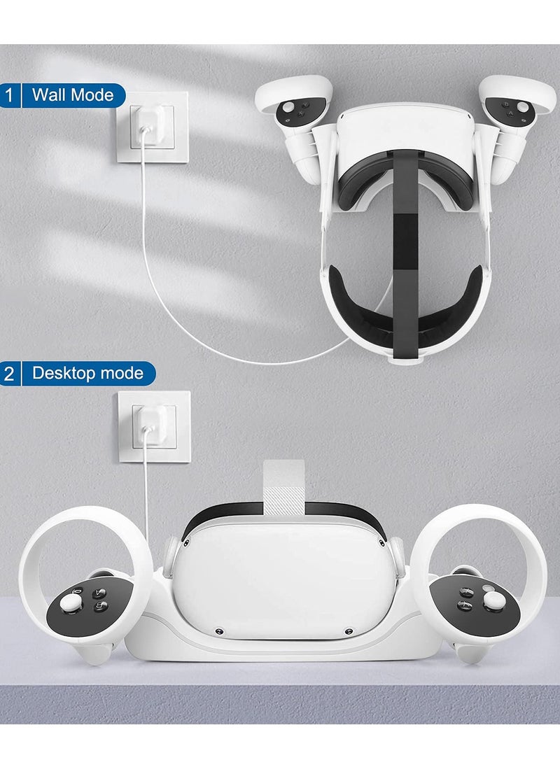 Charging Station for Oculus Quest 2 USB Charging Dock Stand for VR Headset High-Speed Charging Station Stand With Breathing Light for Quest 2 Handle Storage Dock