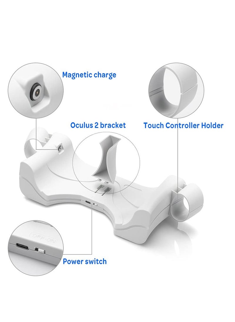 Charging Station for Oculus Quest 2 USB Charging Dock Stand for VR Headset High-Speed Charging Station Stand With Breathing Light for Quest 2 Handle Storage Dock