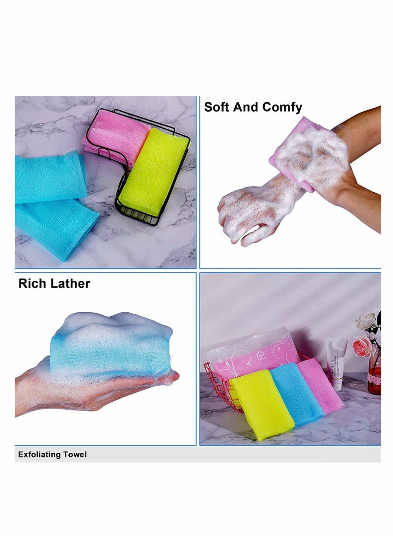 Bath Washcloth, Exfoliating Washcloth Towel 4PCS, Washcloth Nylon Beauty Skin Bath Wash Towel Sponge, Back Scrubber Washer for Shower, Body Scrub Rag Brush Loofah Exfoliator for Body Exfoliation