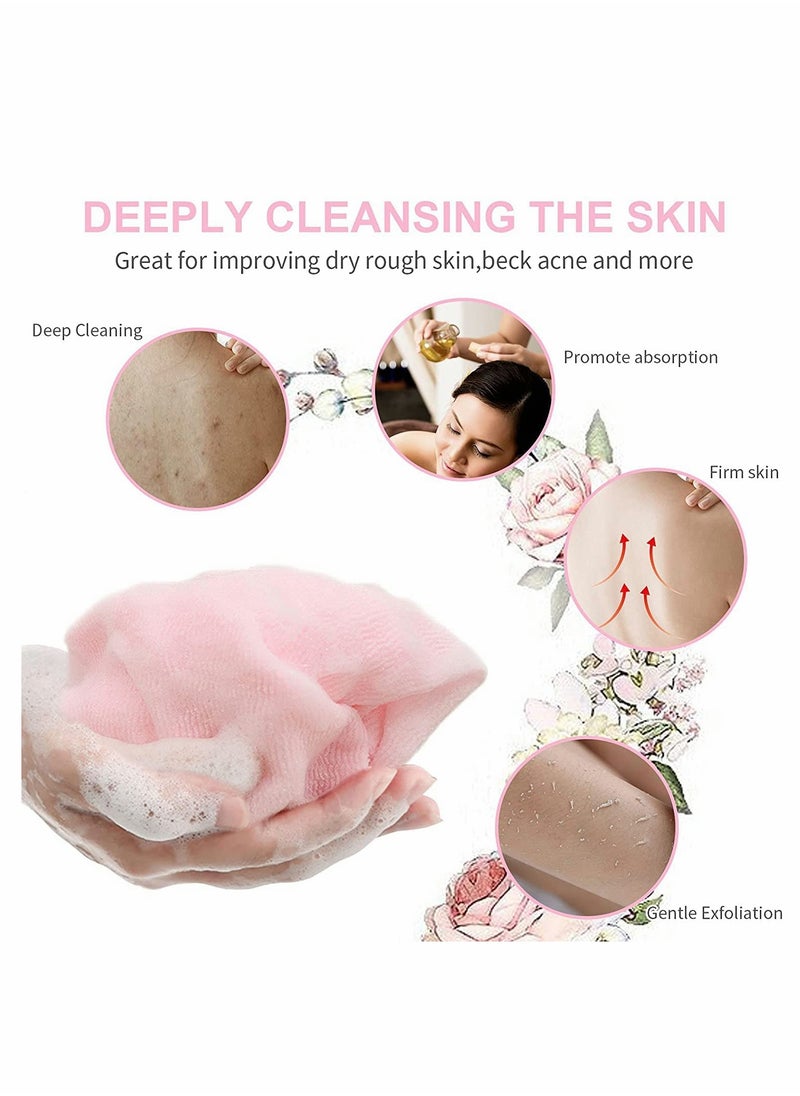 Bath Washcloth, Exfoliating Washcloth Towel 4PCS, Washcloth Nylon Beauty Skin Bath Wash Towel Sponge, Back Scrubber Washer for Shower, Body Scrub Rag Brush Loofah Exfoliator for Body Exfoliation
