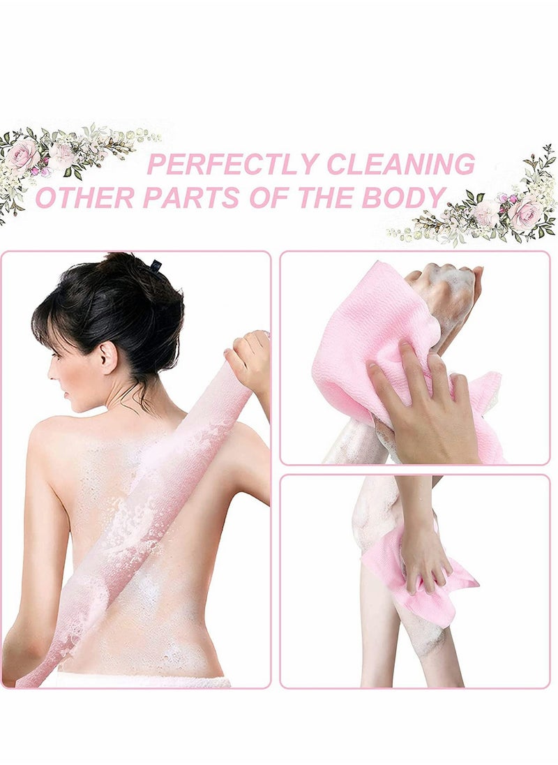 Bath Washcloth, Exfoliating Washcloth Towel 4PCS, Washcloth Nylon Beauty Skin Bath Wash Towel Sponge, Back Scrubber Washer for Shower, Body Scrub Rag Brush Loofah Exfoliator for Body Exfoliation