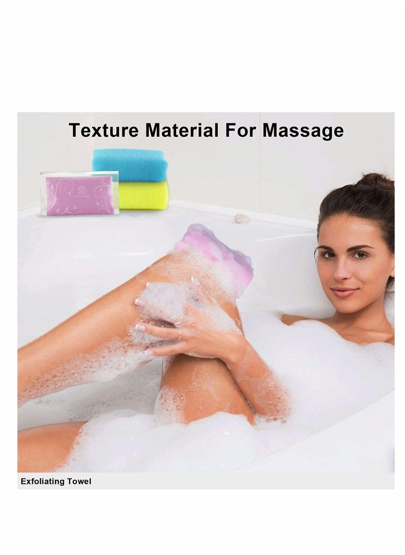 Bath Washcloth, Exfoliating Washcloth Towel 4PCS, Washcloth Nylon Beauty Skin Bath Wash Towel Sponge, Back Scrubber Washer for Shower, Body Scrub Rag Brush Loofah Exfoliator for Body Exfoliation