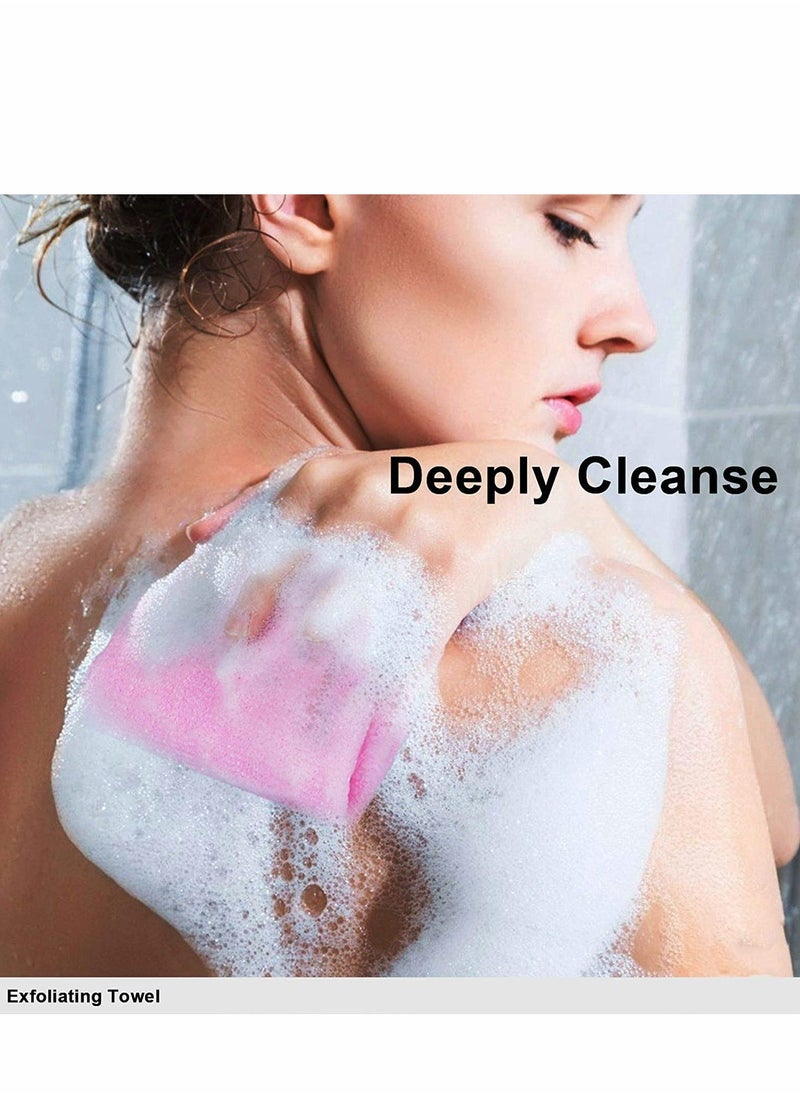 Bath Washcloth, Exfoliating Washcloth Towel 4PCS, Washcloth Nylon Beauty Skin Bath Wash Towel Sponge, Back Scrubber Washer for Shower, Body Scrub Rag Brush Loofah Exfoliator for Body Exfoliation