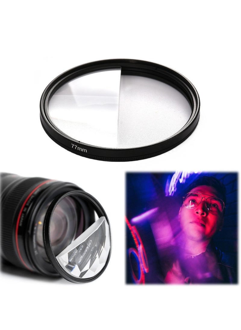 77mm Camera Lens Filter, Crystal Clear 77mm Glass Prism Camera Lens Filter - Capture Stunning Images with Variable Subjects - Essential SLR Photography Accessory (Half Blurring Effect)