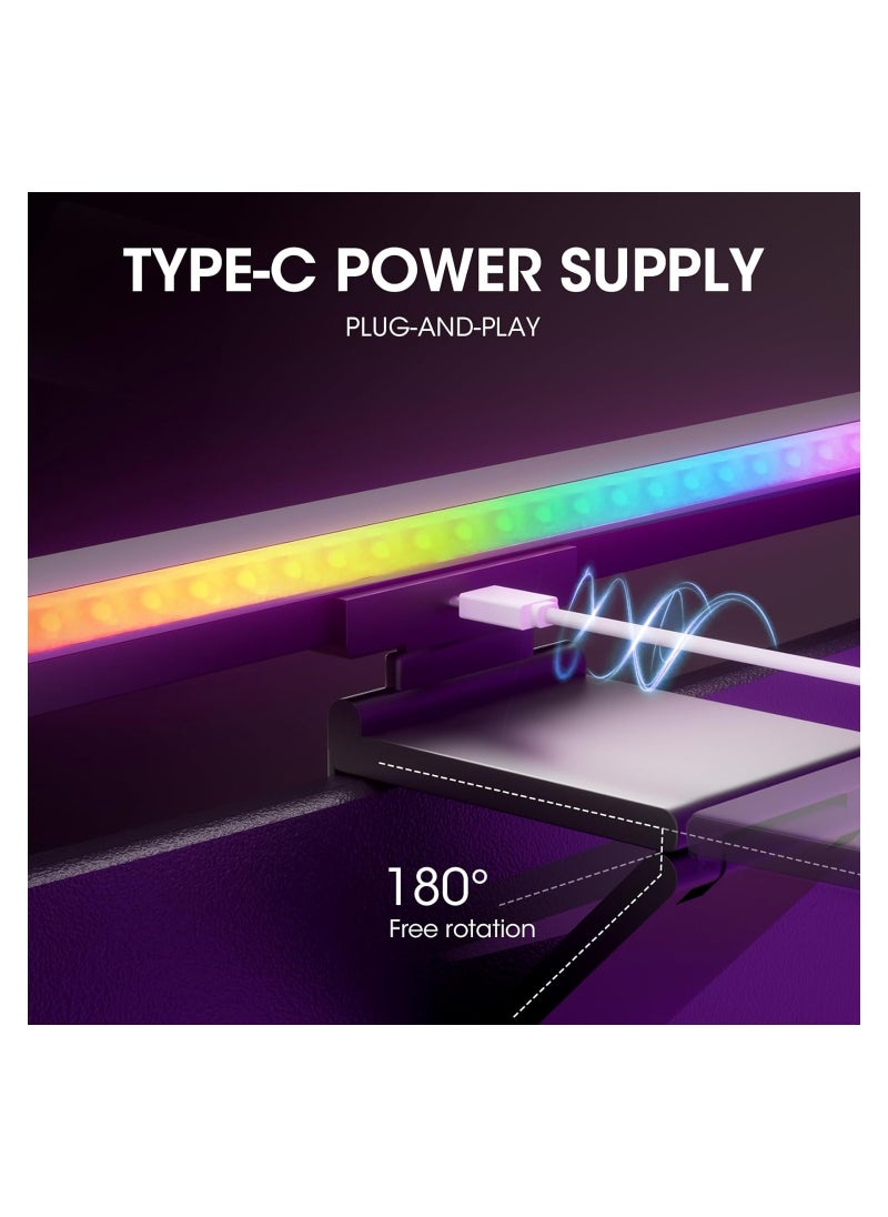 RGB Monitor Light Bar with Dual Light Source, Eye-Caring Touch Control Desk Lamp for Home, Office, and Gaming - Colorful LED Backlight for Enhanced Viewing Experience.