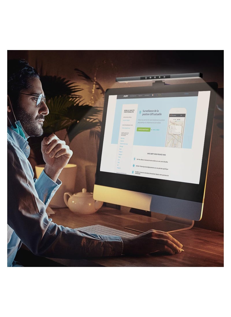 RGB Monitor Light Bar with Dual Light Source, Eye-Caring Touch Control Desk Lamp for Home, Office, and Gaming - Colorful LED Backlight for Enhanced Viewing Experience.