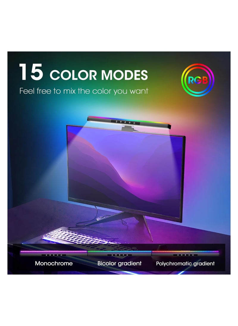 RGB Monitor Light Bar with Dual Light Source, Eye-Caring Touch Control Desk Lamp for Home, Office, and Gaming - Colorful LED Backlight for Enhanced Viewing Experience.