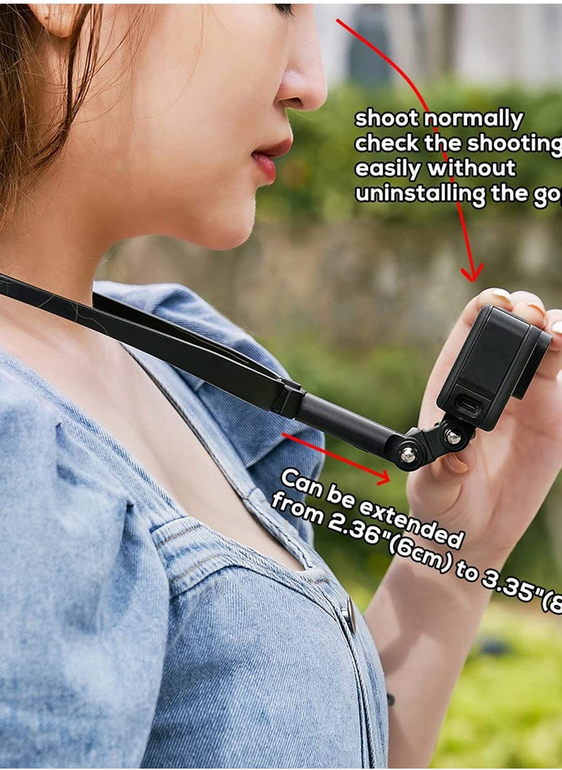 Action Camera Neck Holder Mount Bracket for Gopro POV/VLOG, Extendable Selfie Kit, Compatible with MAX Hero, DJI, Coyote, AKASO and Cell Phone Cycling Travel
