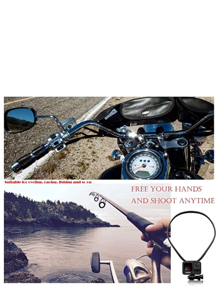 Action Camera Neck Holder Mount Bracket for Gopro POV/VLOG, Extendable Selfie Kit, Compatible with MAX Hero, DJI, Coyote, AKASO and Cell Phone Cycling Travel