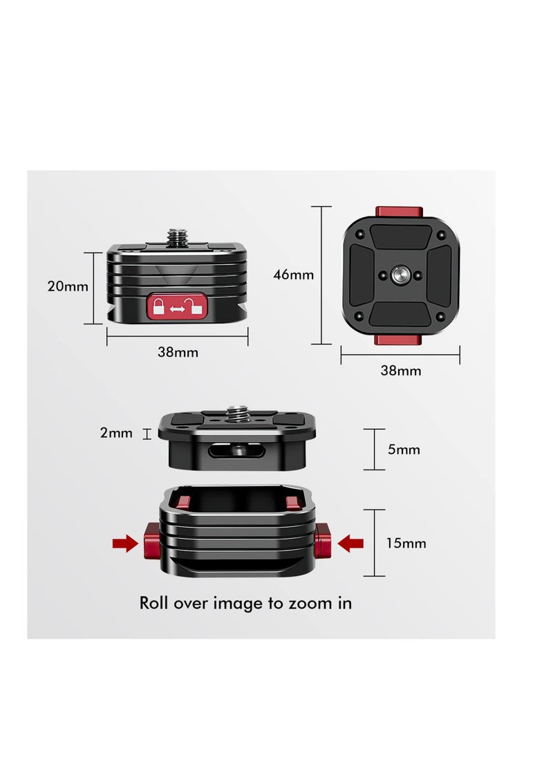 Quick Release Plate, Quick Release System QR Plate with Arca Swiss Slot Universal 1/4 to 3/8 Screw,  for Tripod/Monopod/Camcorders